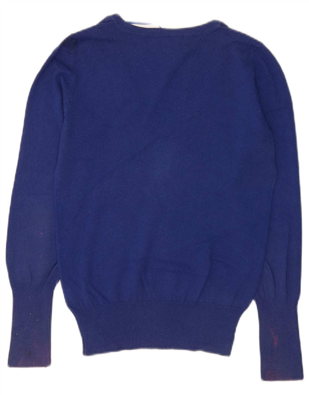 Zara Dame V-hals sweater UK 12 Medium Blue Bomuld