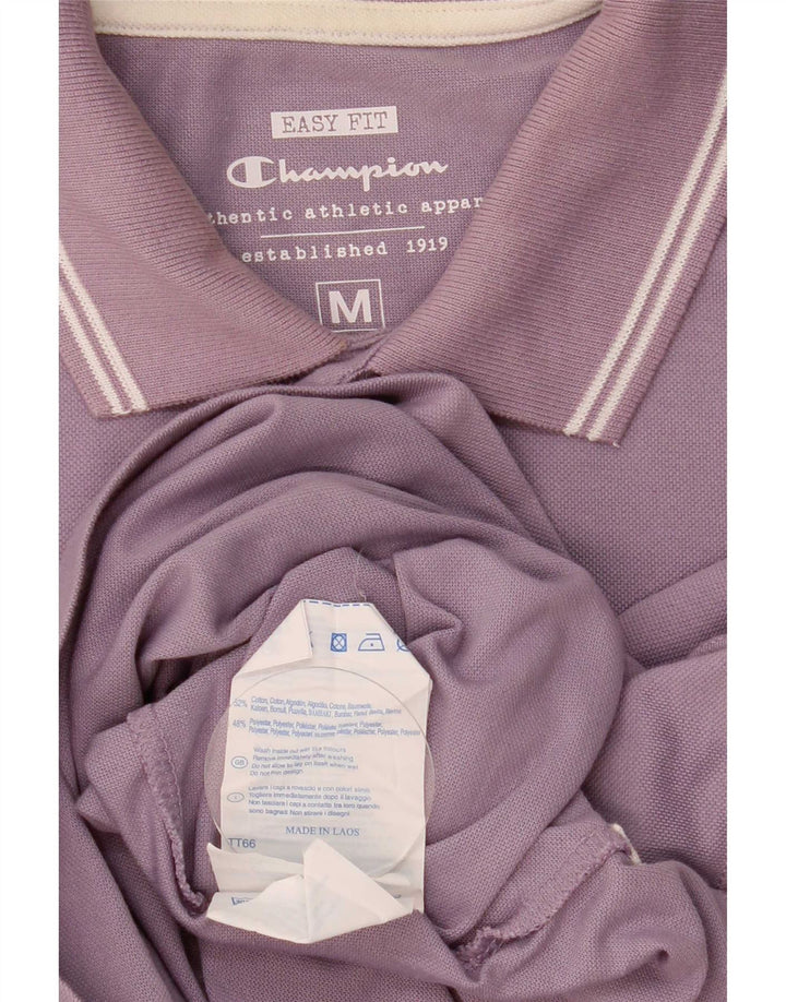 Champion Herre Easy Fit Polo Shirt Medium Lilla Stribet Bomuld