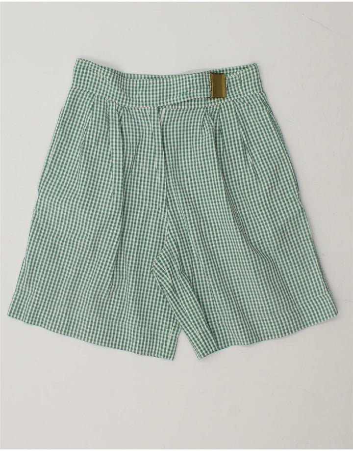 BELFE & BELFE Womens Pegged Casual Shorts UK 14 Medium W28 Green Gingham Vintage Belfe & Belfe and Second-Hand Belfe & Belfe from Messina Hembry 