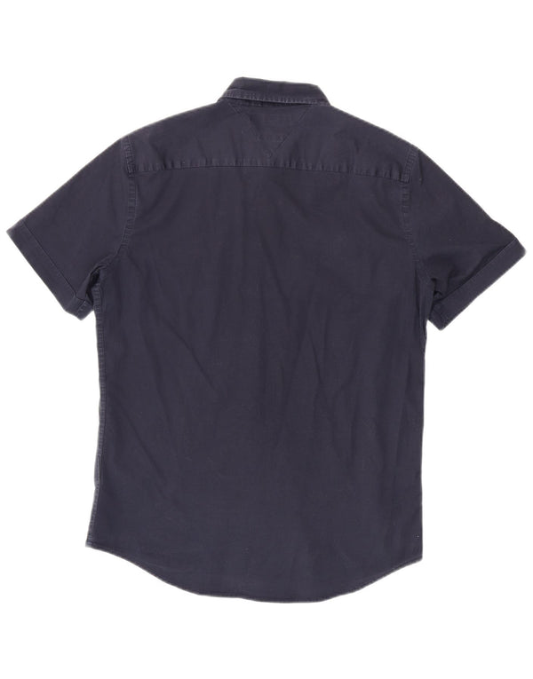 TOMMY HILFIGER Herre Slim Fit kortærmet skjorte Medium marineblå bomuld