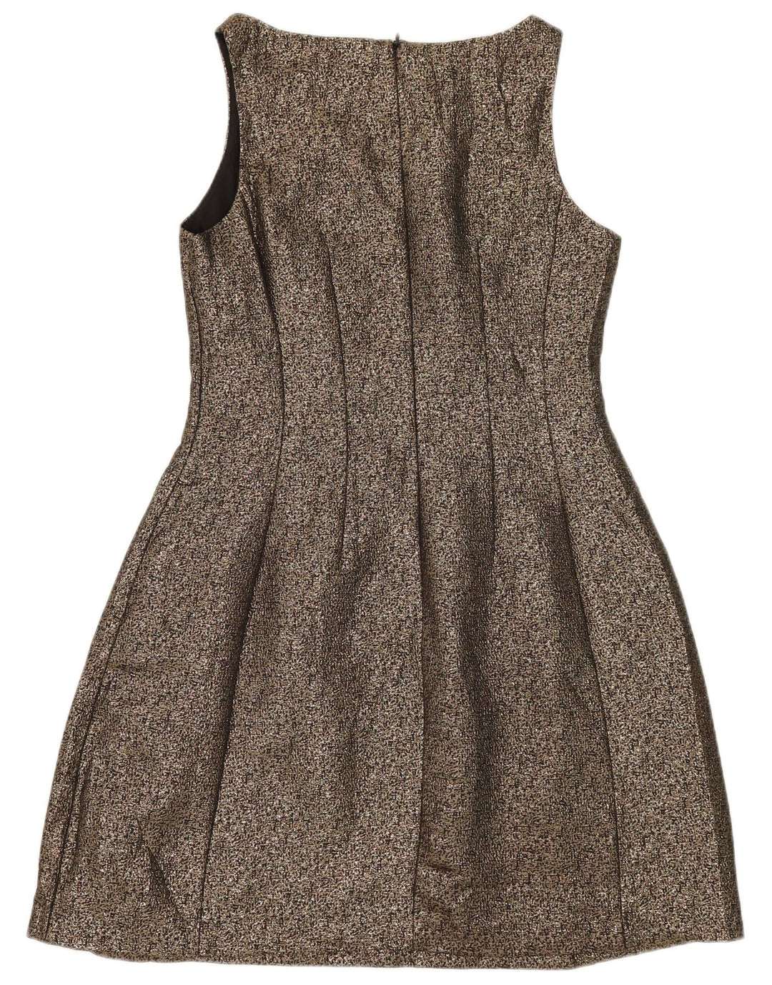 Oasis Dame Ærmeløs A-Line Kjole UK 12 Medium Gold Polyester