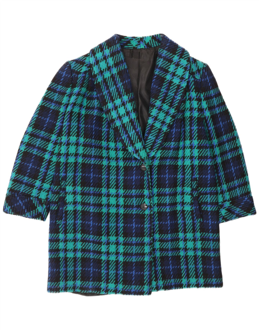 Vintage oversize overfrakke til kvinder UK 16 Stor grøn plaid