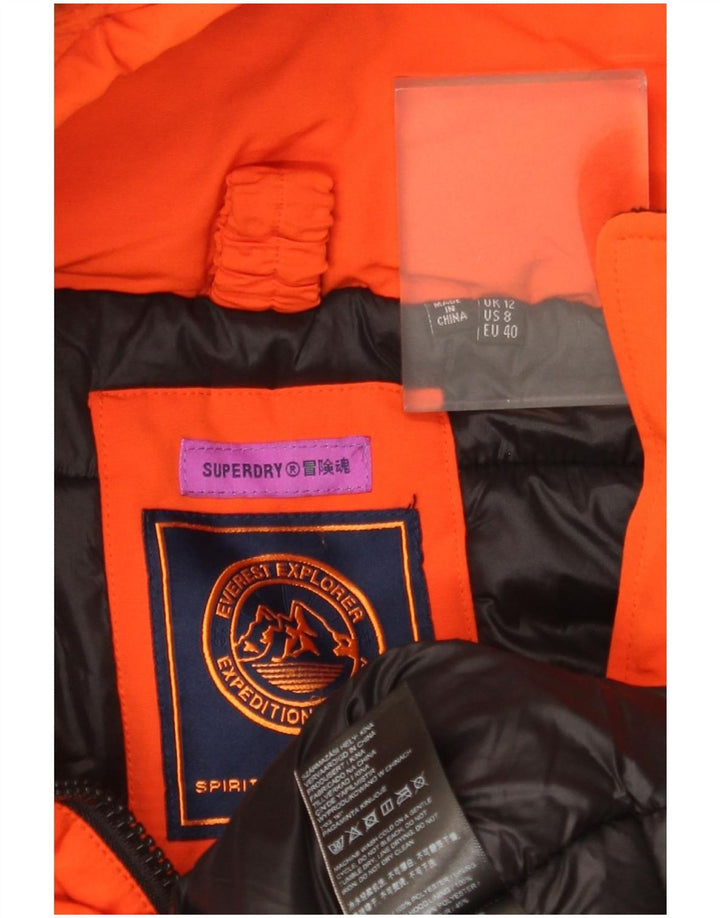 Superdry Skijakke med hætte til kvinder UK 12 Medium Orange Polyester