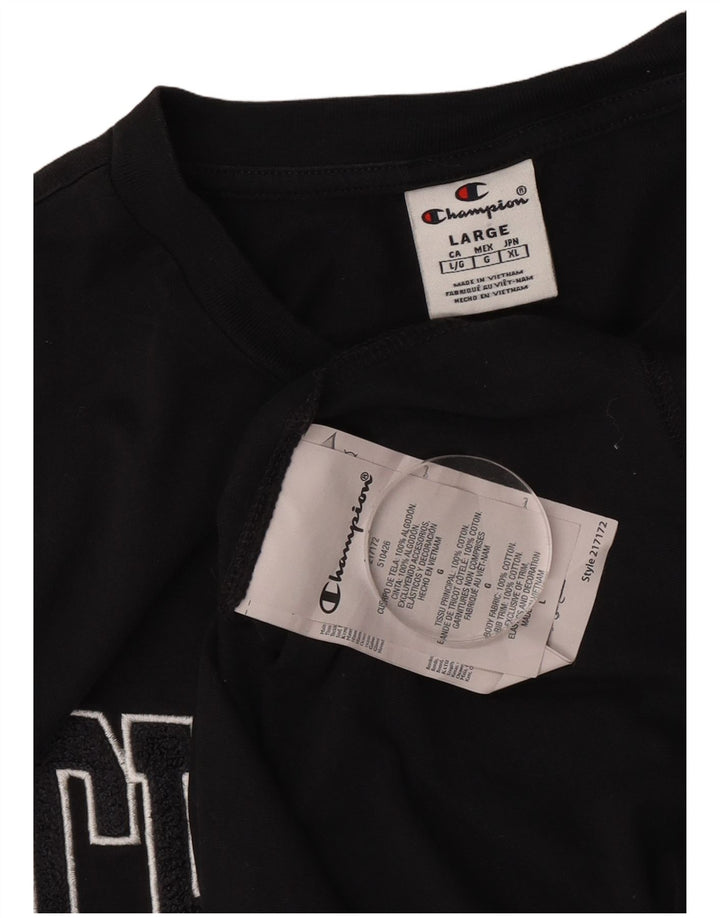 Champion Herre grafisk T-shirt Top Stor sort bomuld