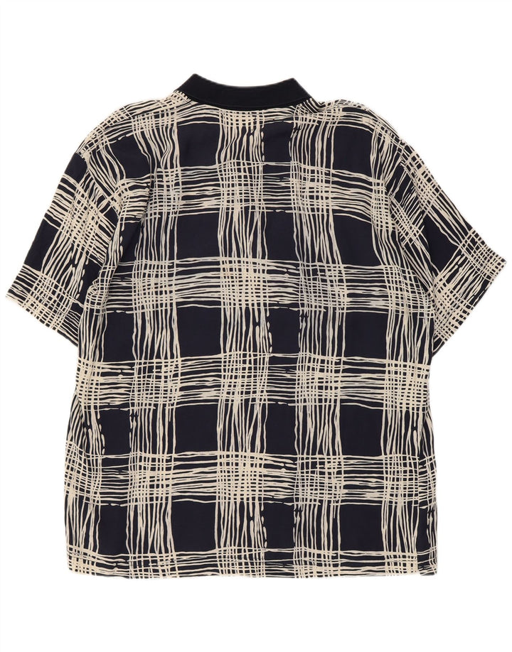 Suspense Herre Kortærmet Pullover Shirt Large Navy Blue Check Viscose