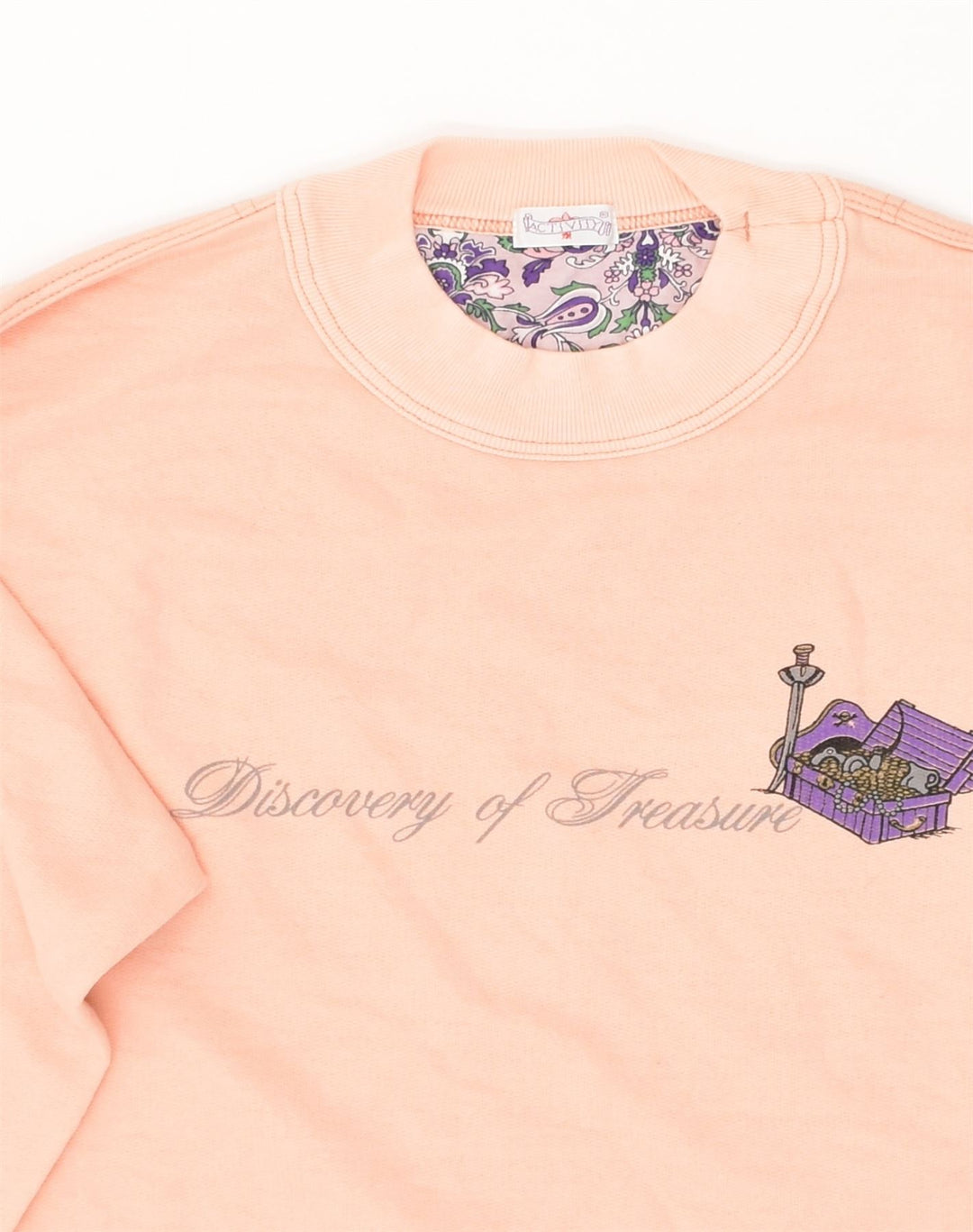 VINTAGE Womens Graphic Sweatshirt Jumper UK 10 Small Pink Cotton | Vintage Vintage | Thrift | Second-Hand Vintage | Used Clothing | Messina Hembry 