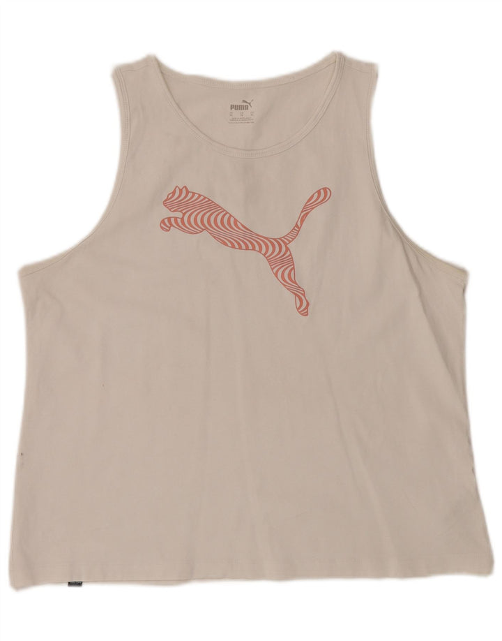 PUMA grafisk vest top til kvinder 18 XL hvid bomuld