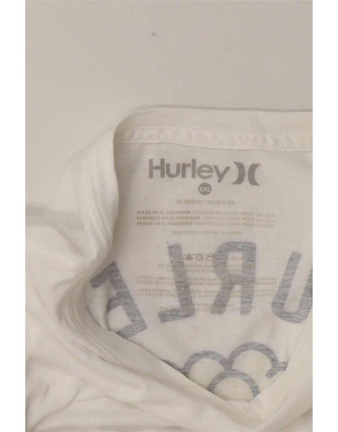 Hurley Herre Grafisk T-Shirt Top 2XL Hvid Bomuld