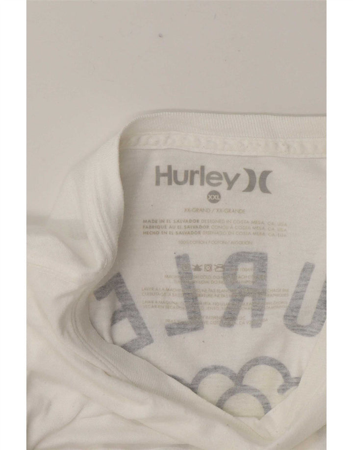 Hurley Herre Grafisk T-Shirt Top 2XL Hvid Bomuld