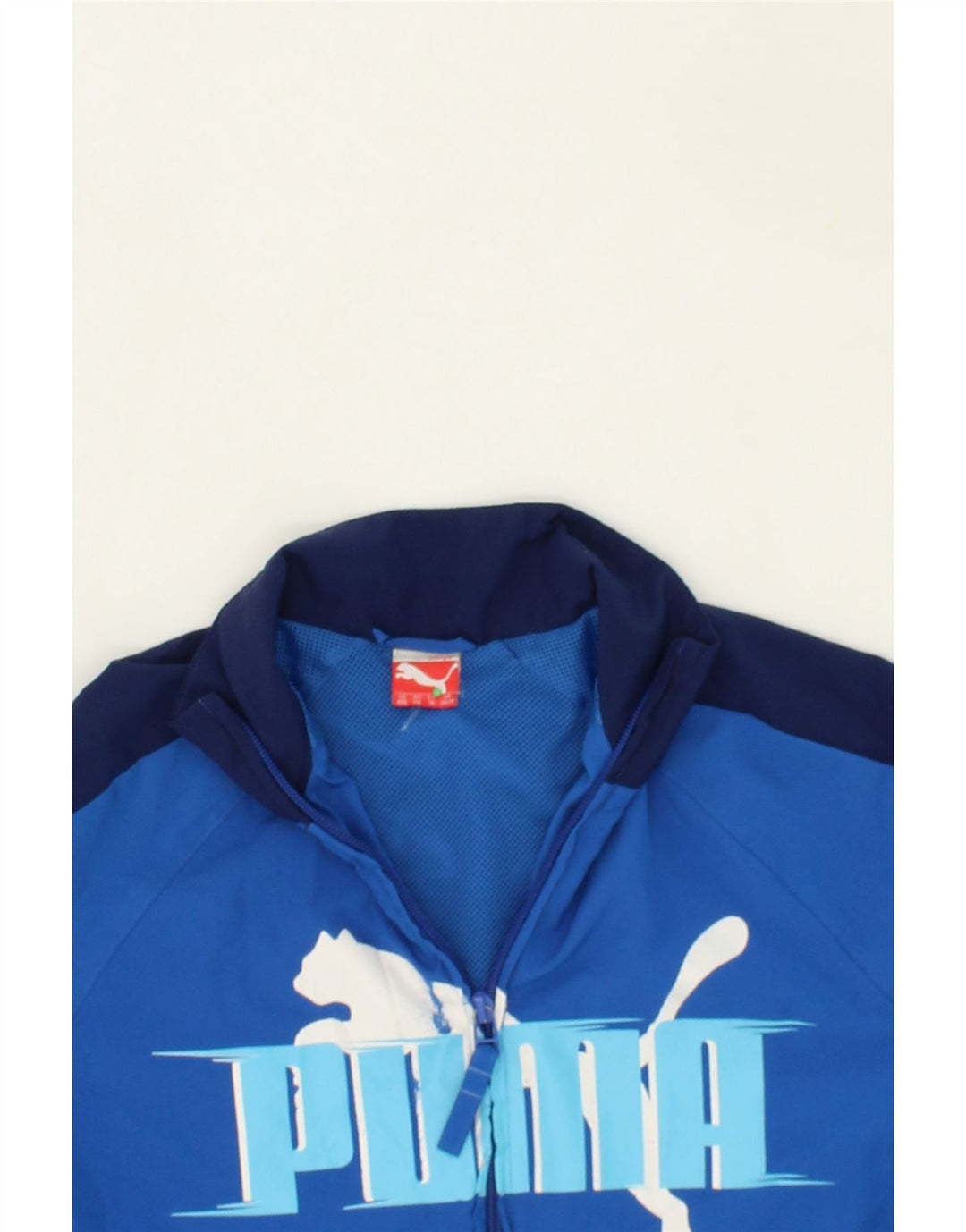 PUMA Boys Graphic Bomber Jacket 14-15 Years 2XL  Blue Colourblock Vintage Puma and Second-Hand Puma from Messina Hembry 