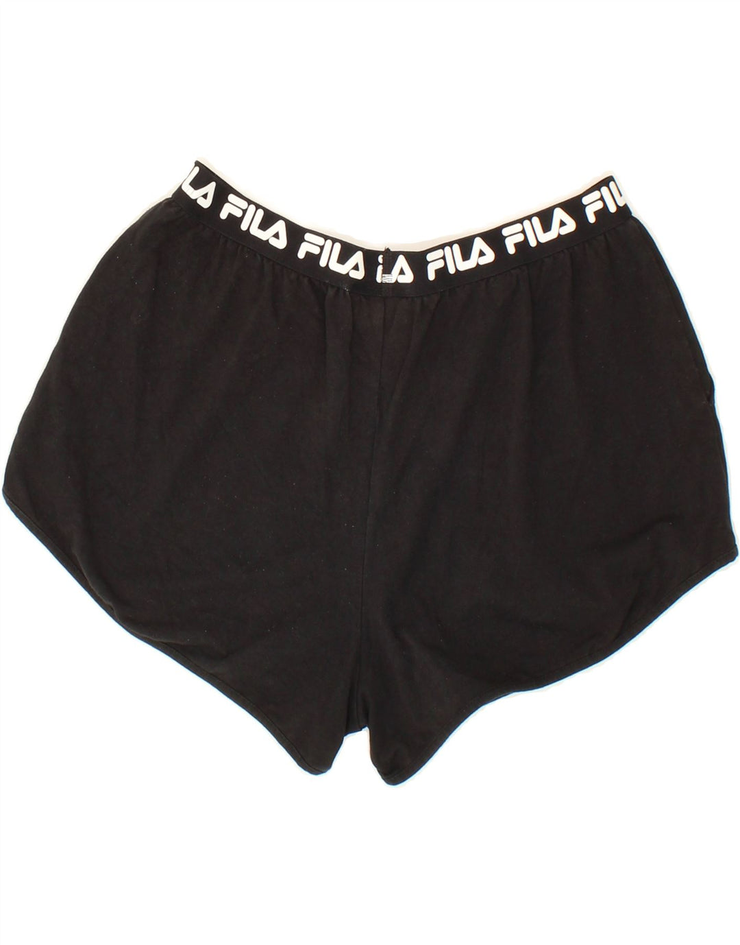 FILA Womens Graphic Sport Shorts UK 14 Medium Black Vintage Fila and Second-Hand Fila from Messina Hembry 