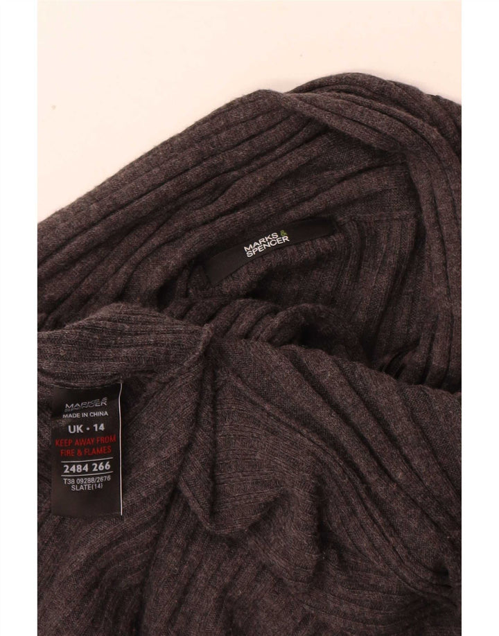 Marks & Spencer Dame Asymmetrisk Cardigan Sweater UK 14 Large Grå