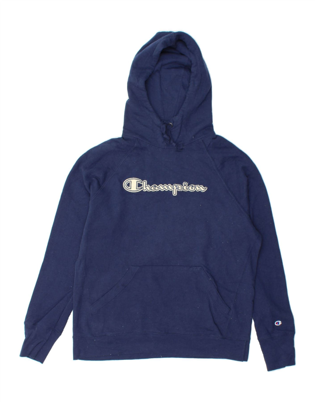 CHAMPION Womens Graphic Hoodie Jumper UK 14 Medium Navy Blue Vintage Champion and Second-Hand Champion from Messina Hembry 