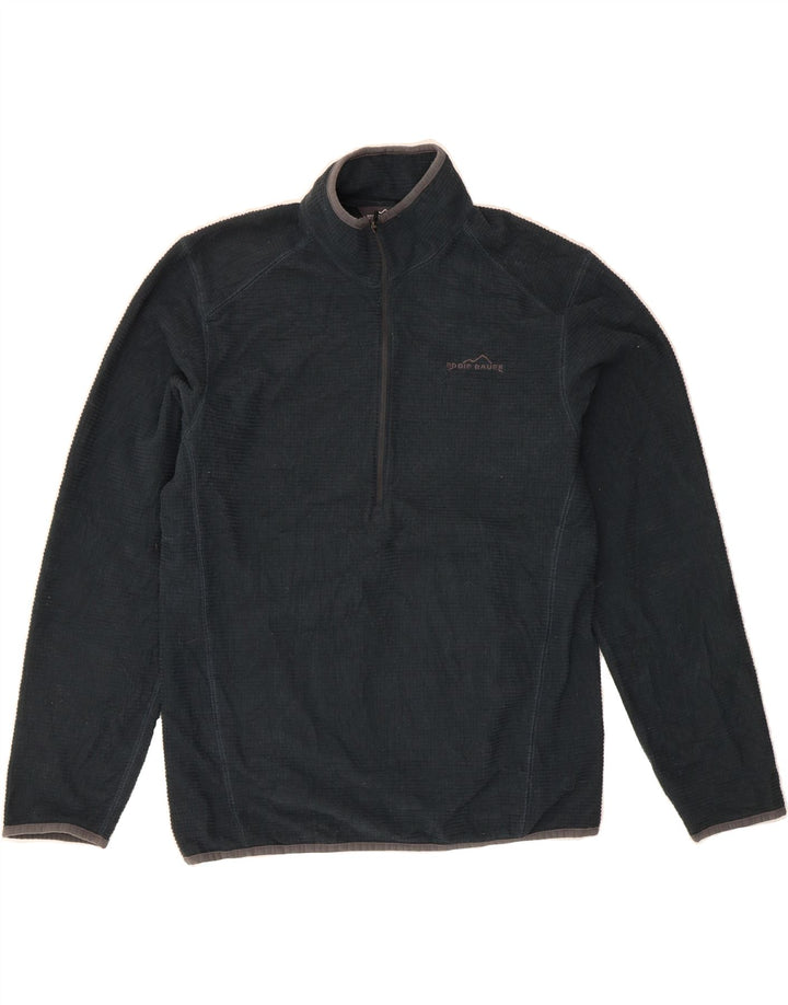 EDDIE BAUER Mens Zip Neck Fleece Jumper Small Navy Blue Polyester Vintage Eddie Bauer and Second-Hand Eddie Bauer from Messina Hembry 