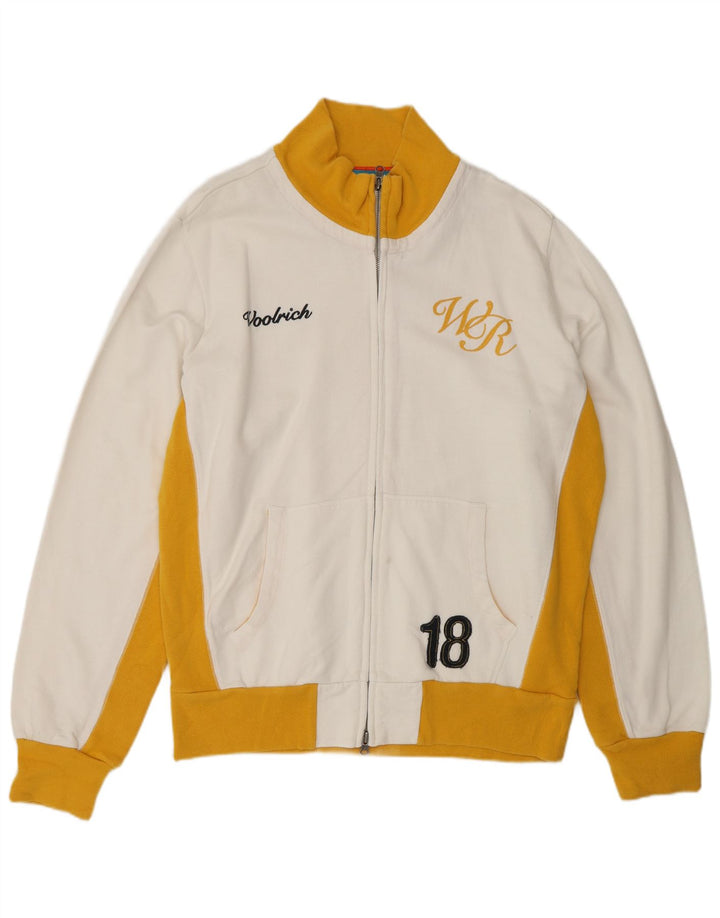 WOOLRICH Grafisk træningsdragt til mænd Topjakke XL Hvid Colourblock Bomuld