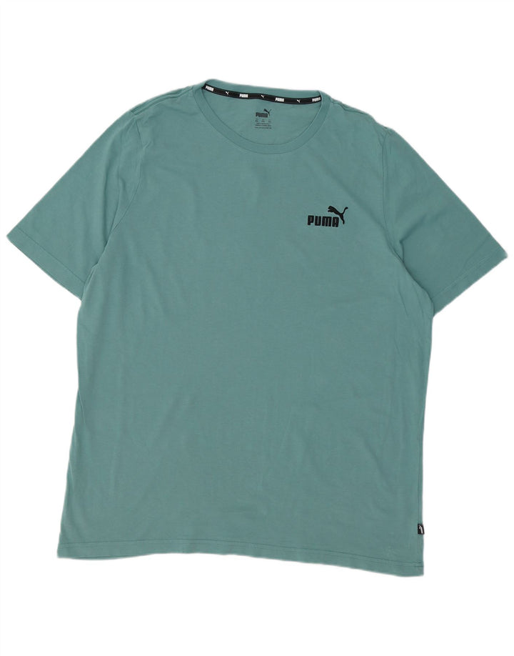 PUMA Herre T-Shirt Top 2XL Blå Bomuld