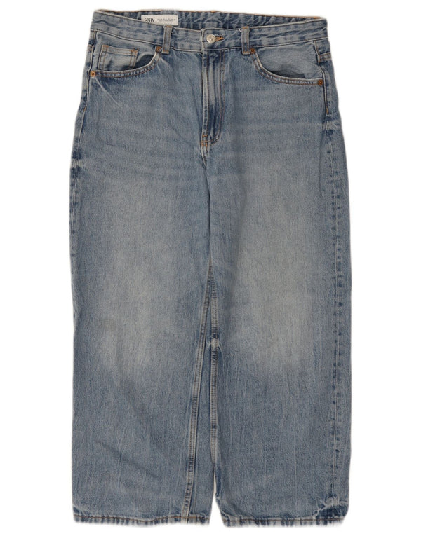 Zara Womens Crop Højtaljede Jeans EU 38 Small W28 L24 Blå Bomuld