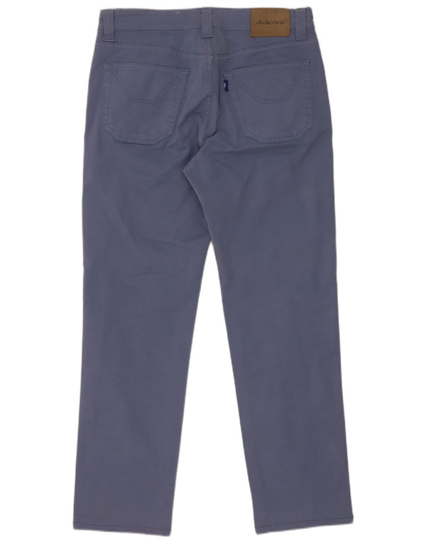 Jeckerson Mens Straight Casual Trousers W31 L29 Blue Cotton