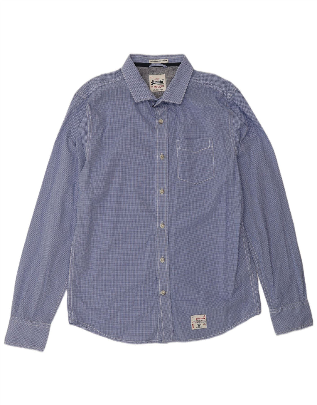 SUPERDRY Herreskjorte XL Blå Gingham Bomuld