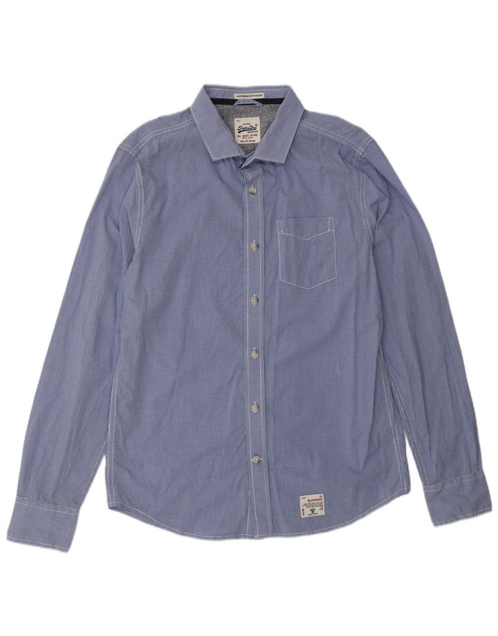 SUPERDRY Herreskjorte XL Blå Gingham Bomuld