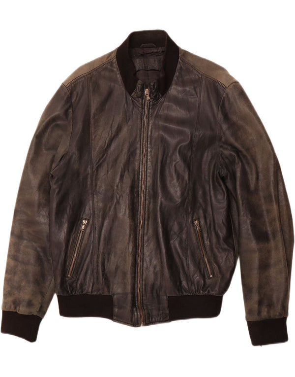 VINTAGE Herre Læderjakke UK 38 Medium Sort