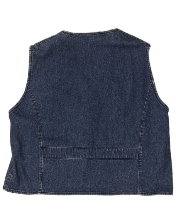 Vintage Dame denim vest UK 20 2XL Blue Floral