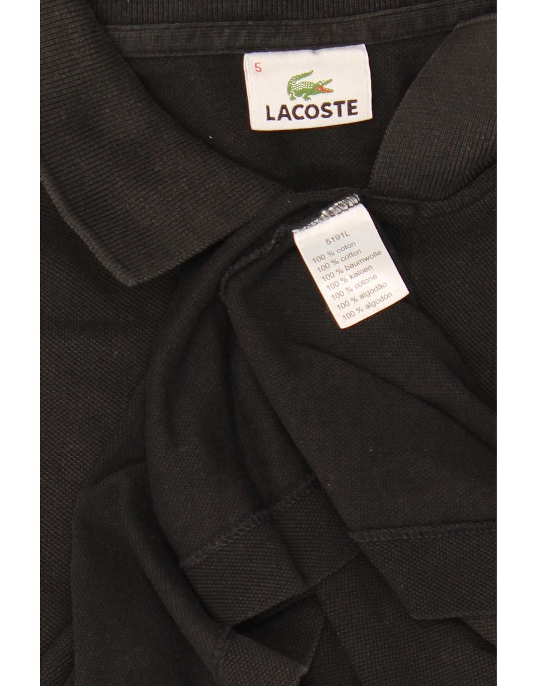 Lacoste Herre Polo Shirt Størrelse 5 Large Sort Bomuld