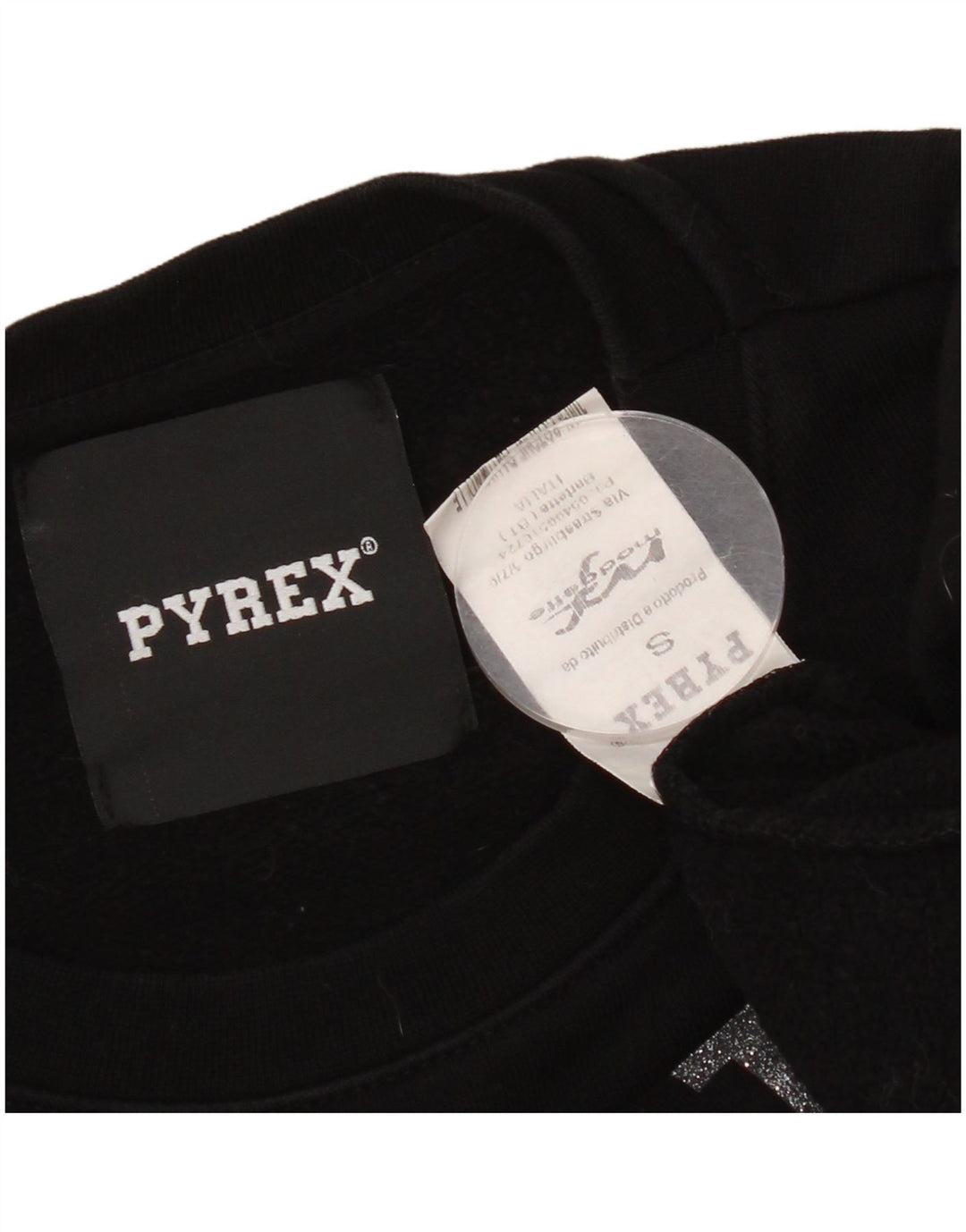 Pyrex Womens Grafisk Oversized Sweatshirt Jumper UK 10 Small Black Bomuld