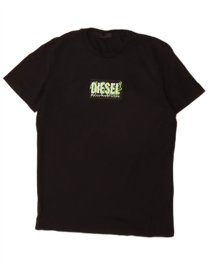 Diesel Herre grafisk T-shirt Top Lille sort bomuld
