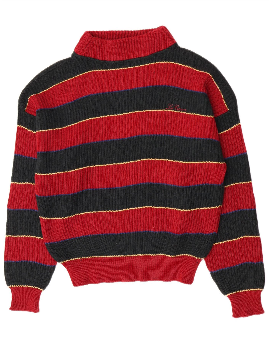 Les Copains Herre Turtle Neck Jumper Sweater Medium rødstribet uld