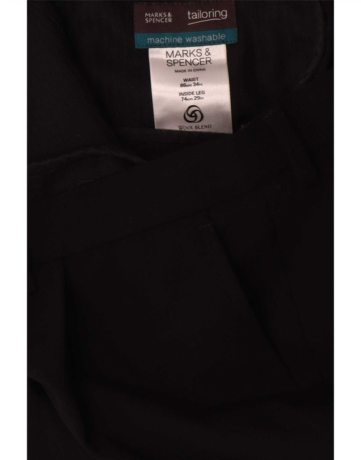 Marks & Spencer herre skræddersyede jakkesætsbukser W34 L29 sort polyester