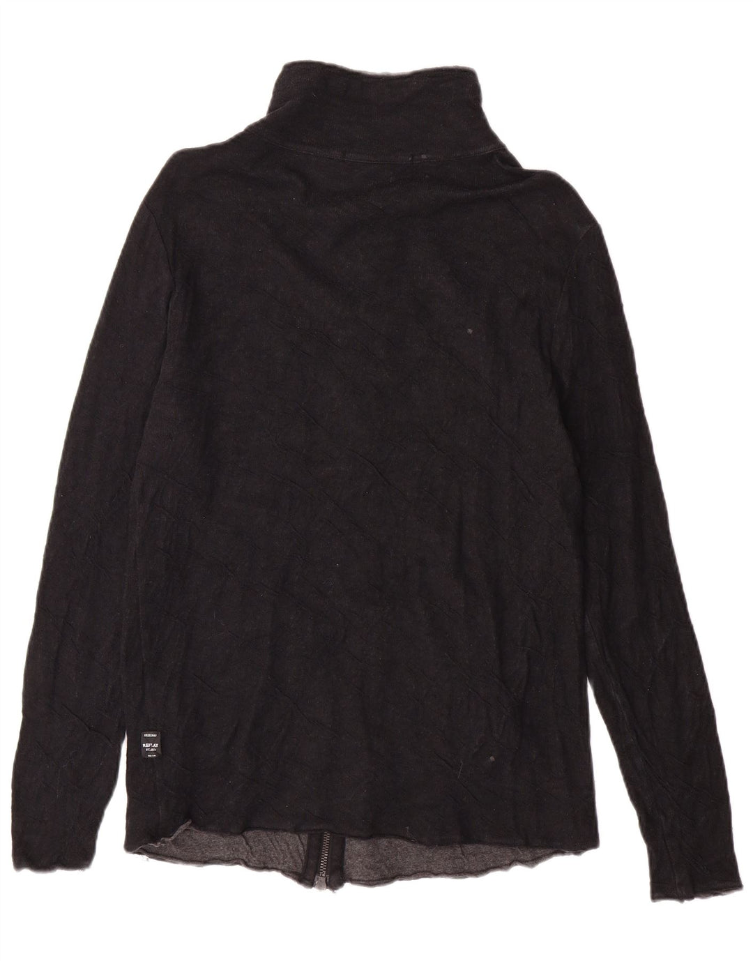 REPLAY Womens Tracksuit Top Jacket UK 14 Large Black Cotton