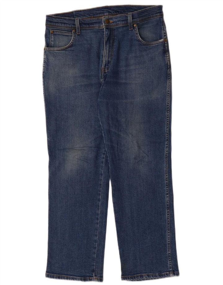 Wrangler Herre Regular Fit Straight Jeans W34 L30 Blå Bomuld