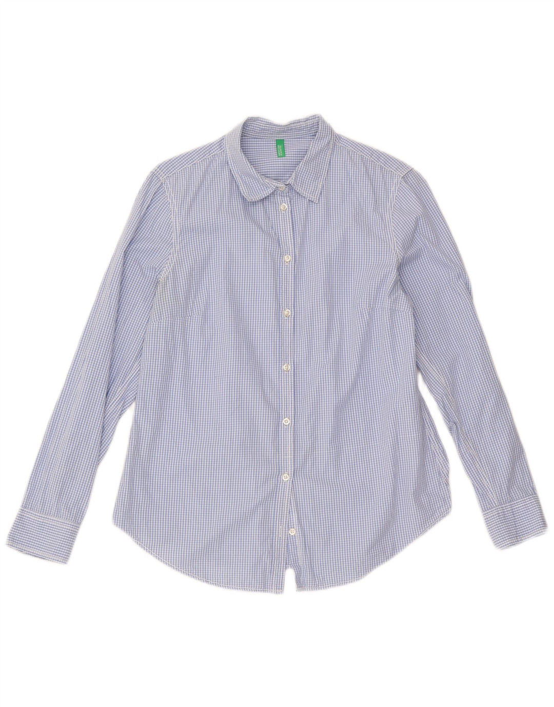 Benetton Dameskjorte UK 12 Medium Blue Gingham