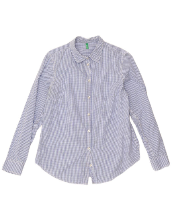 Benetton Dameskjorte UK 12 Medium Blue Gingham