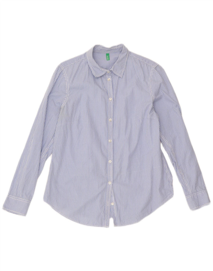 Benetton Dameskjorte UK 12 Medium Blue Gingham