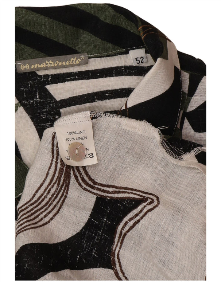 Marronetto kvinders abstrakt mønster kortærmet skjorte IT 52 2XL Grøn hør