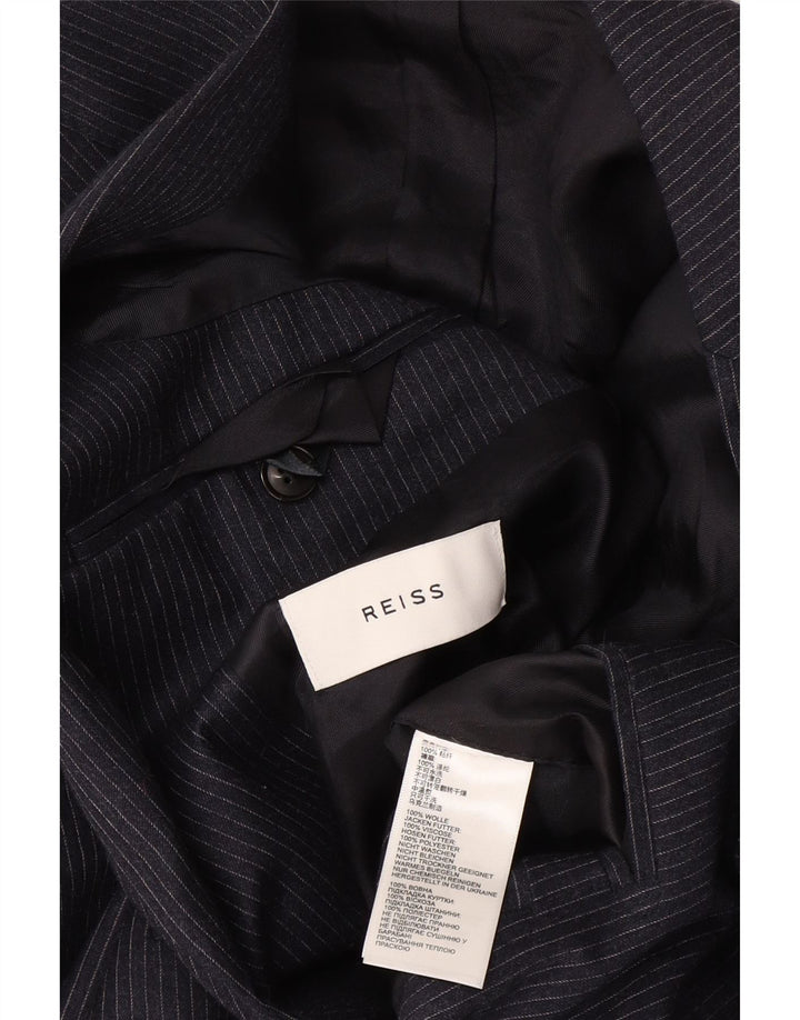 Reiss Herre 2 Button Blazer Jacket UK 40 Large Navy Blue Pinstripe Wool