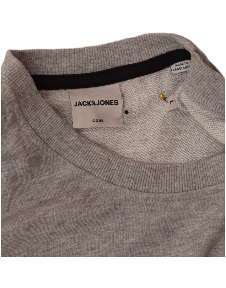 Jack & Jones Sweatshirt til mænd, stor grå flækket bomuld