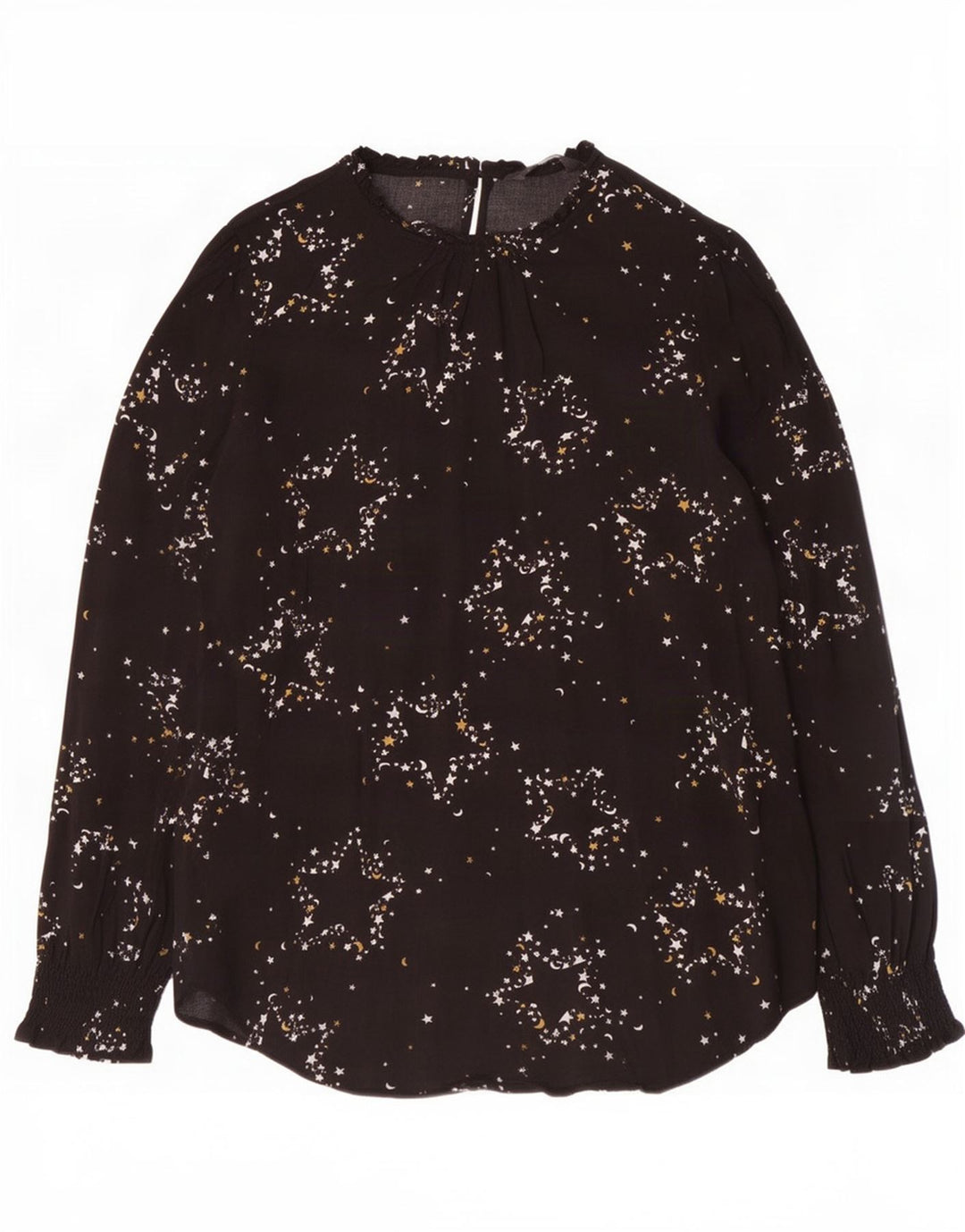 Marks & Spencer kvinders abstrakt mønster bluse Top UK 14 Large Black