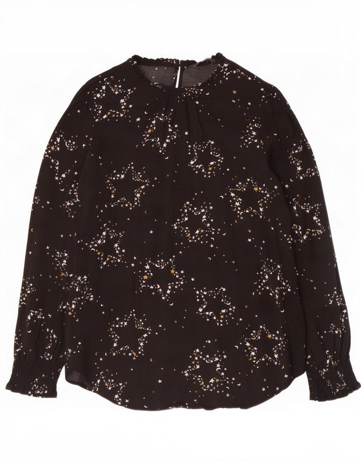 Marks & Spencer kvinders abstrakt mønster bluse Top UK 14 Large Black