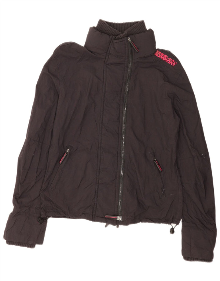 Superdry Graphic Windbreaker Jacket til kvinder UK 16 Stor sort nylon
