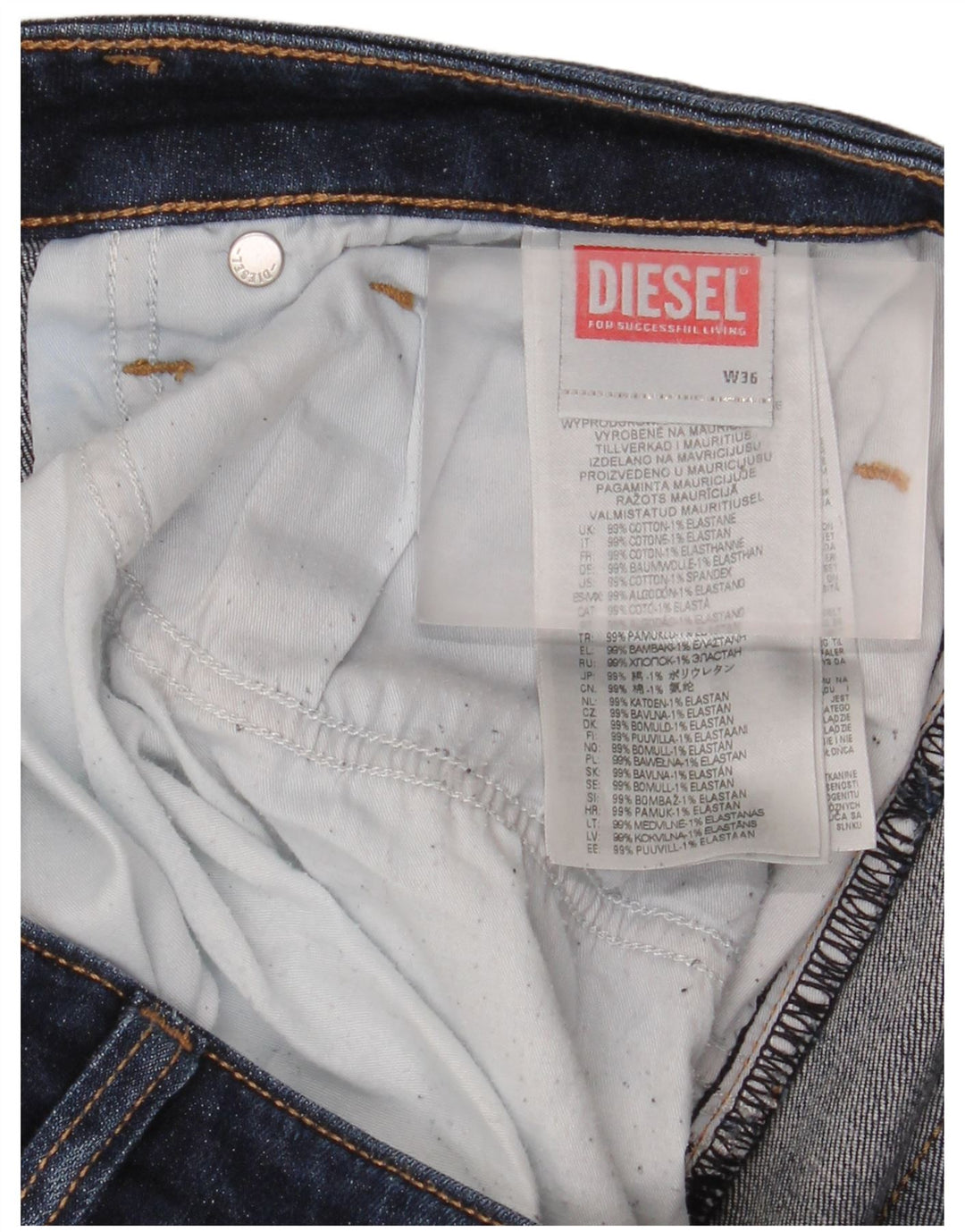 Diesel Straight Jeans til mænd W36 L32 Marineblå Bomuld