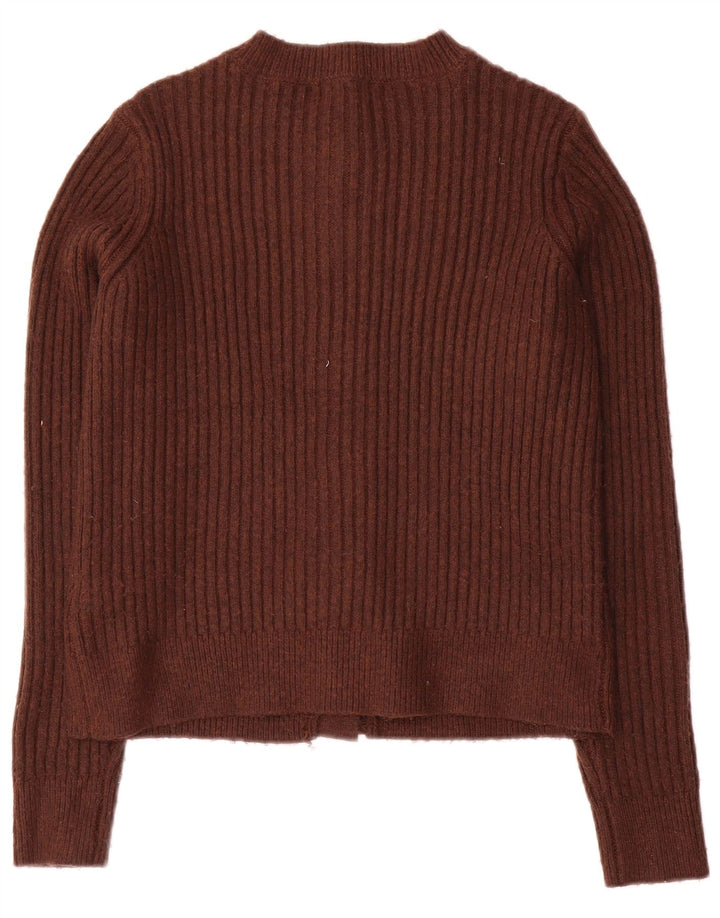 Marks & Spencer Womens Crop Cardigan Sweater UK 10 Small Brown Polyester