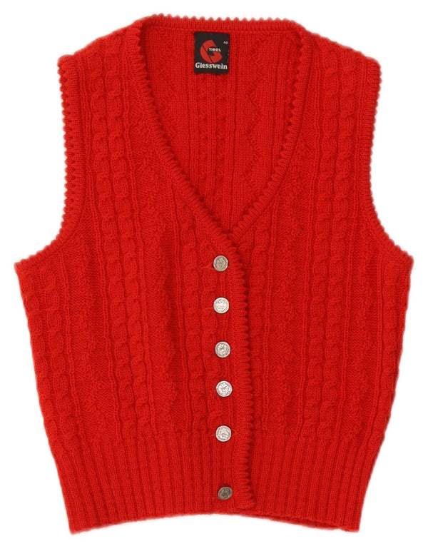 Giesswein Womens Crop Ærmeløs cardigantrøje EU 40 Medium Rød Uld