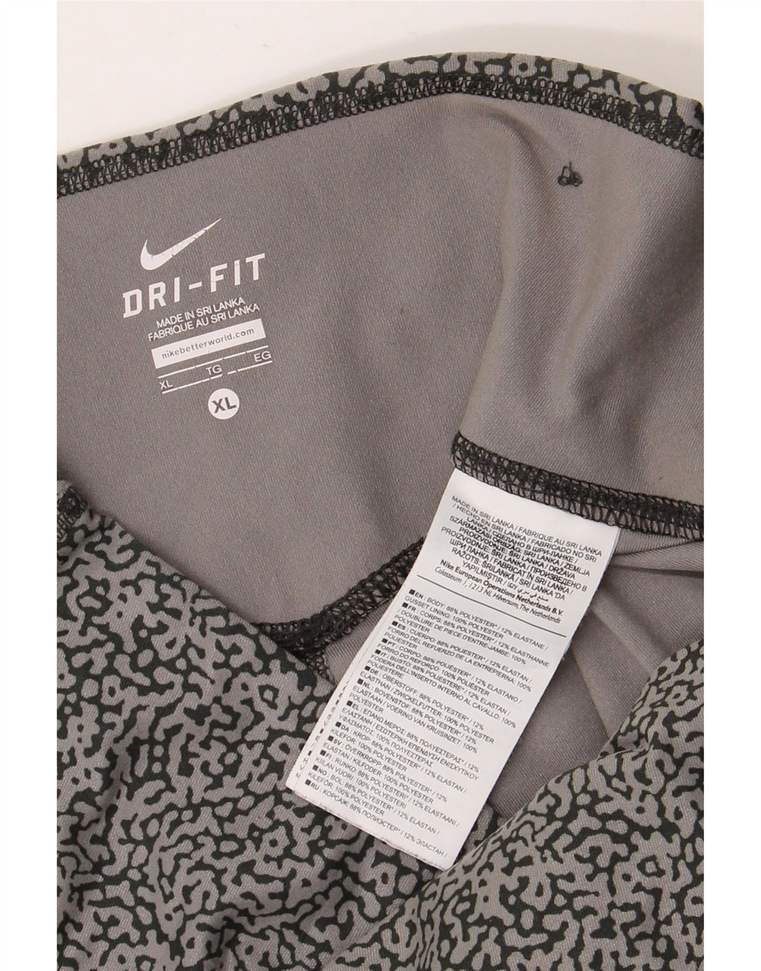 NIKE Dame Dri Fit Leggings UK 18 XL Grå Animal Print Polyester