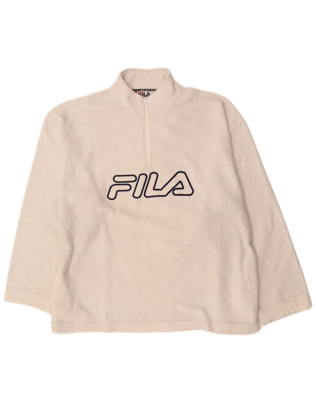 Fila Herre grafisk lynlås hals Fleece Jumper 2XL Off White Polyester