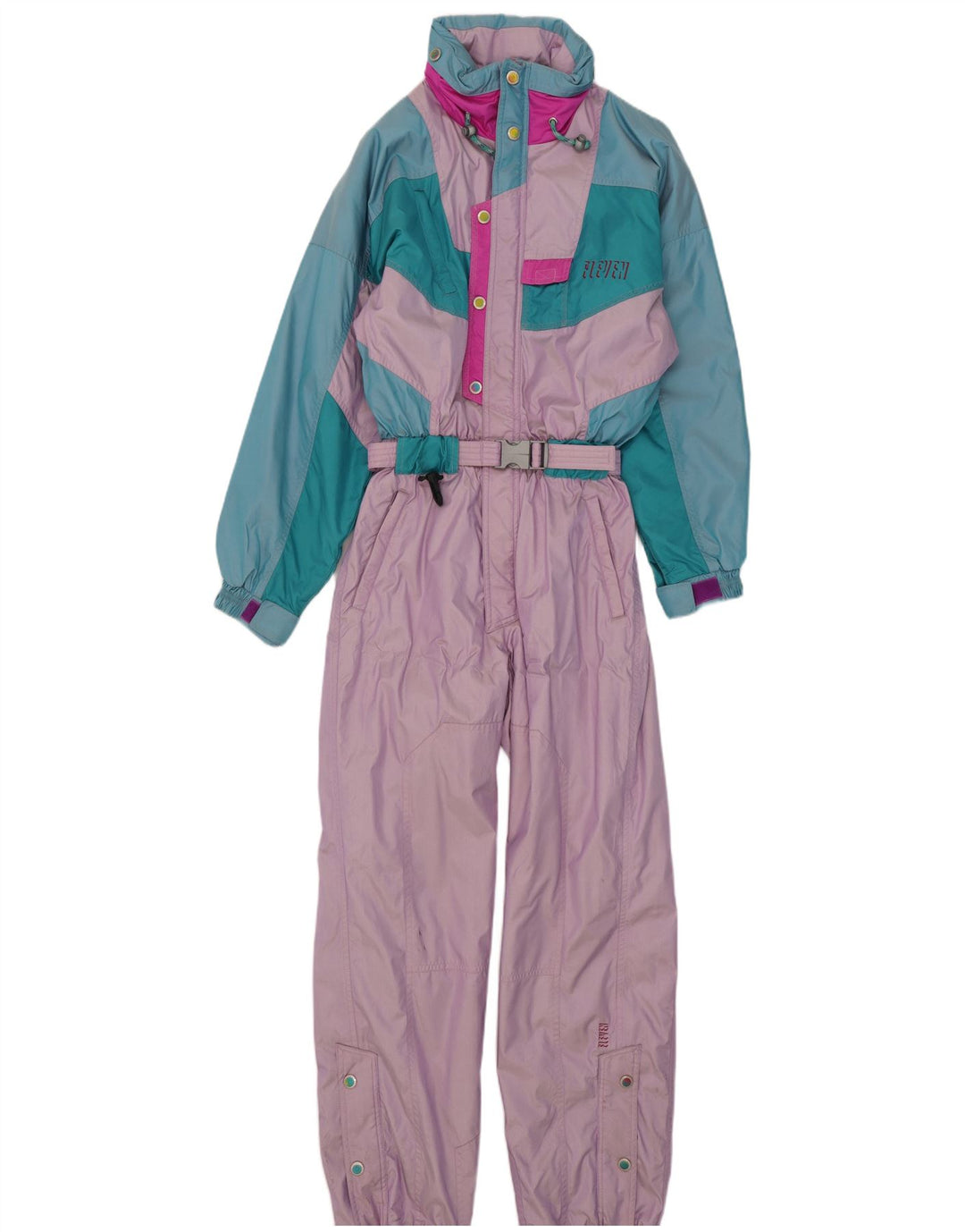 Vintage skijumpsuit til kvinder EU 38 Medium Flerfarvet Colourblock