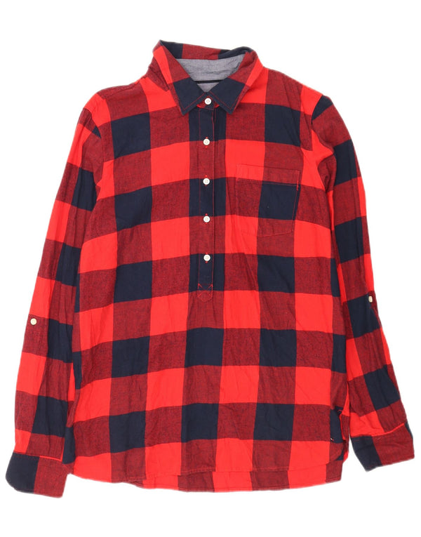Tommy Hilfiger Womens Pullover Flannel Shirt UK 14 Medium Red Gingham