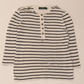 Ralph Lauren Dame Top 3/4 ærmer UK 12 Medium hvid stribet bomuld